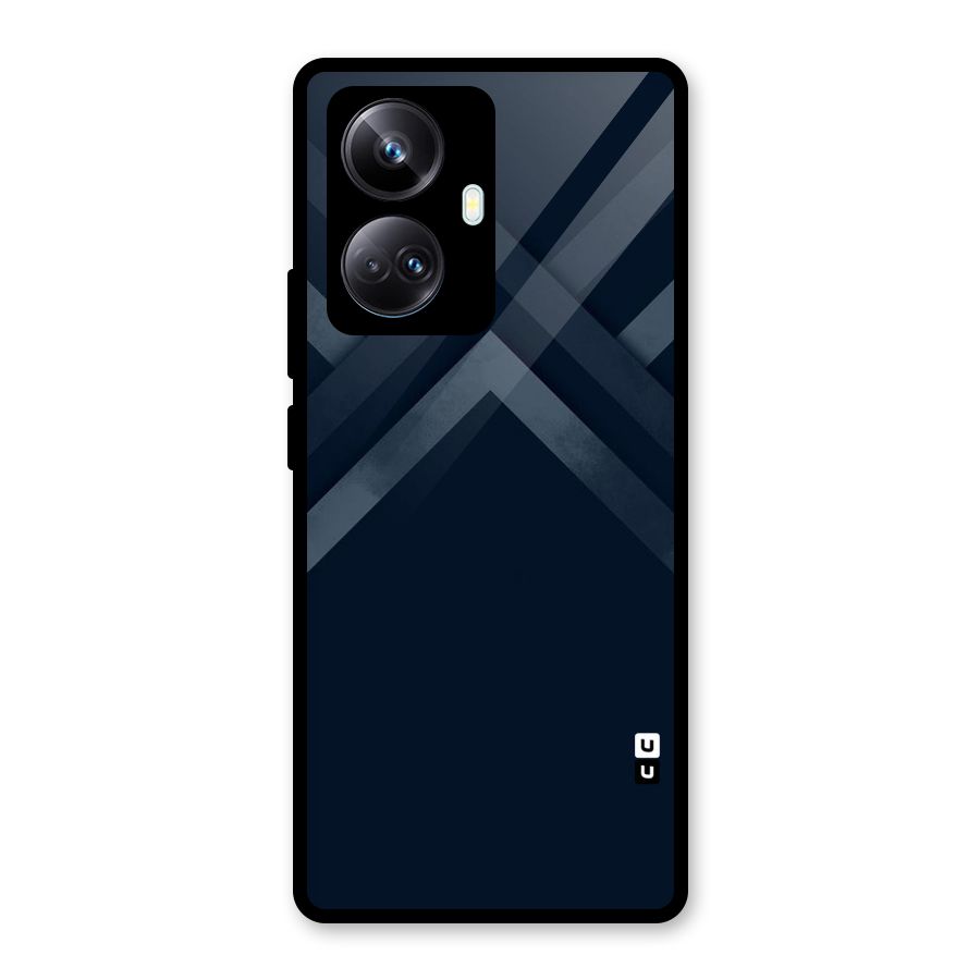 Navy Blue Arrow Glass Back Case for Realme 10 Pro Plus