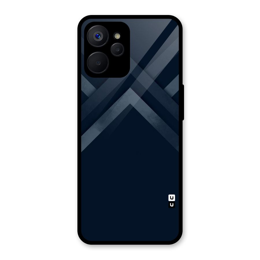 Navy Blue Arrow Glass Back Case for Realme 9i 5G