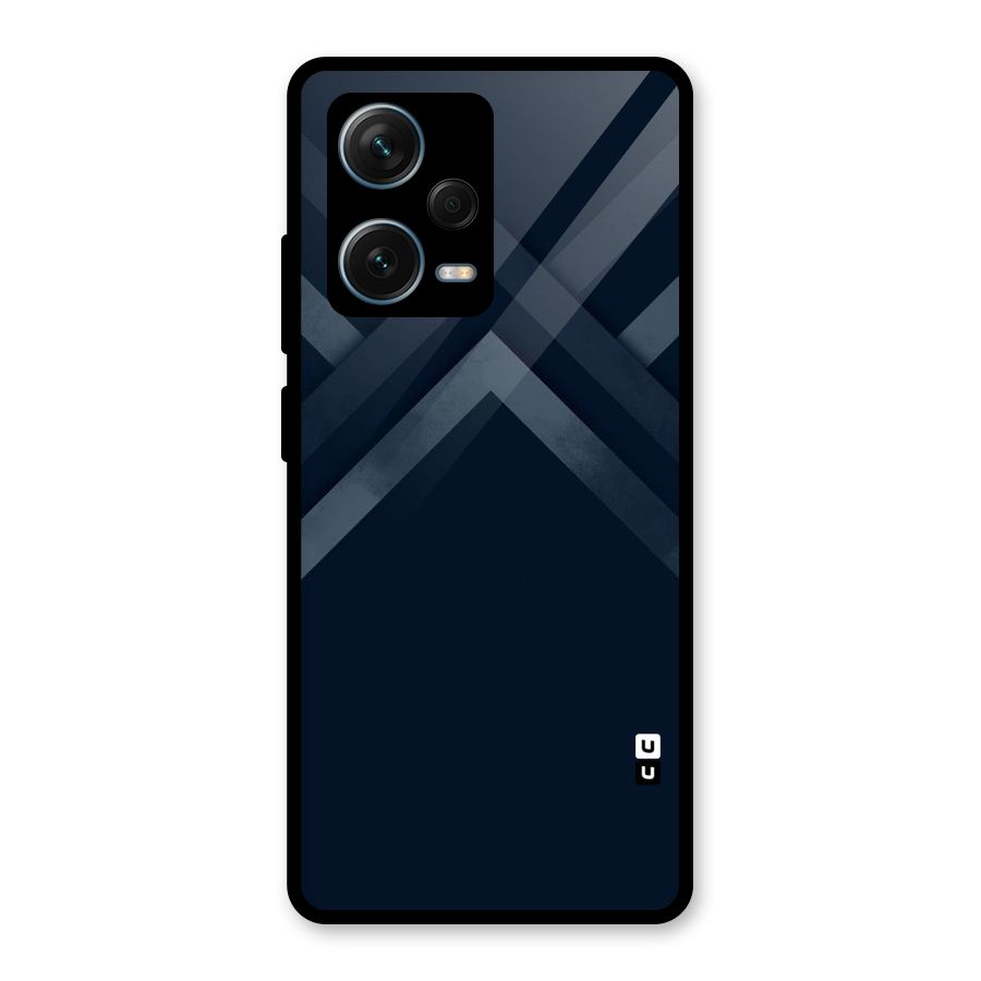 Navy Blue Arrow Glass Back Case for Redmi Note 12 Pro Plus 5G