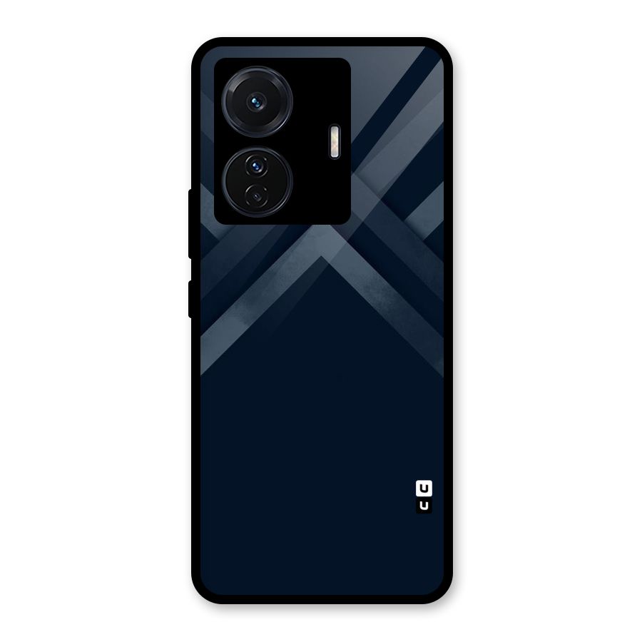 Navy Blue Arrow Glass Back Case for Vivo T1 Pro