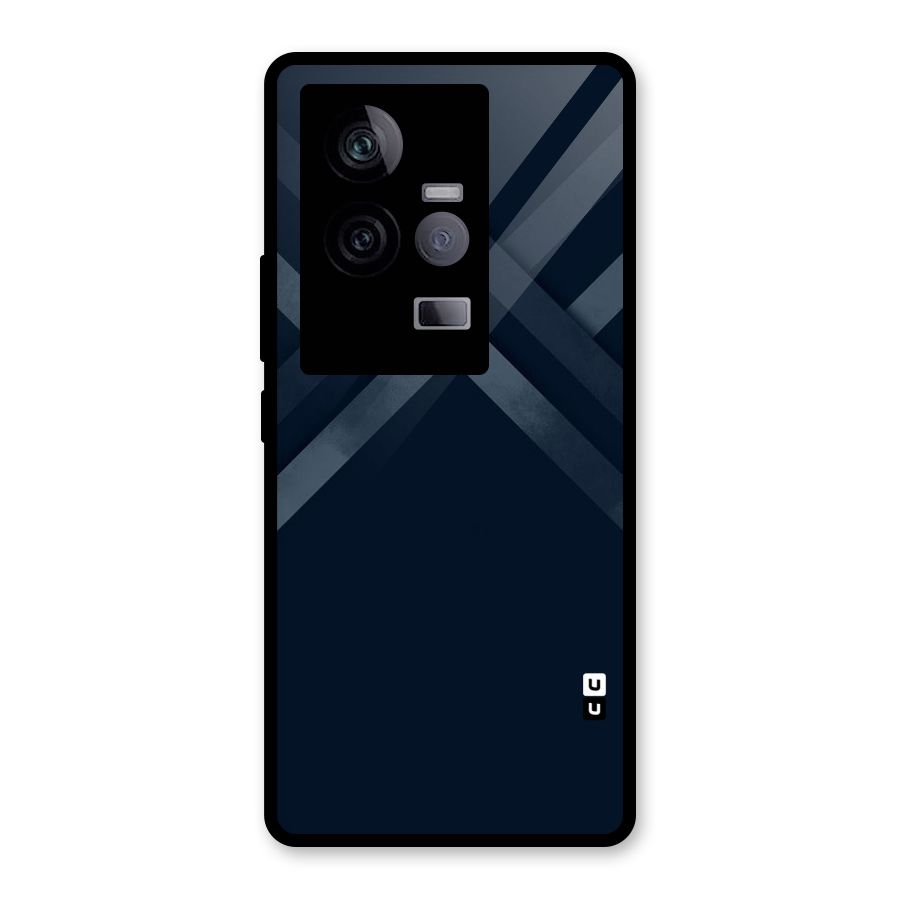 Navy Blue Arrow Glass Back Case for Vivo iQOO 11 5G