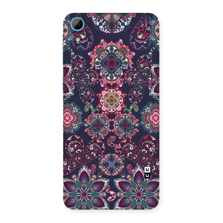 Navy Blue Bloom Pattern Back Case for HTC Desire 826