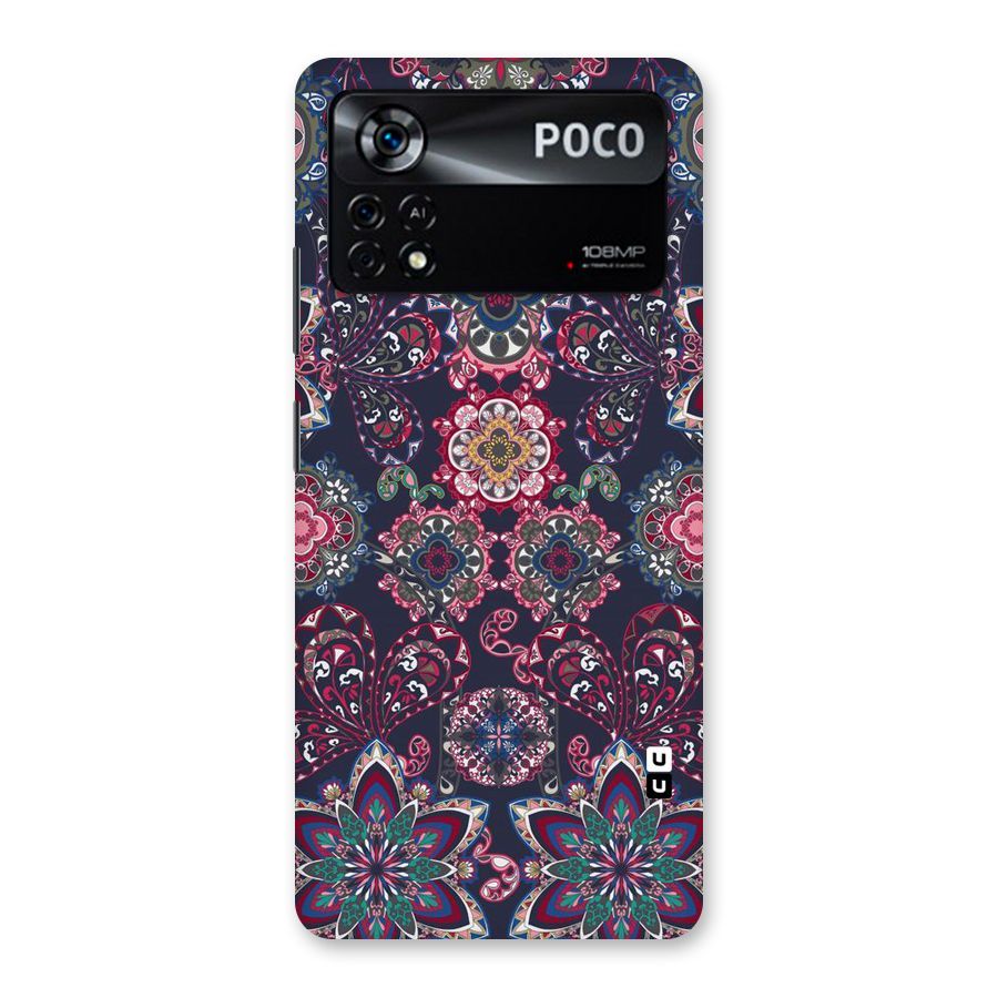 Navy Blue Bloom Pattern Back Case for Poco X4 Pro 5G