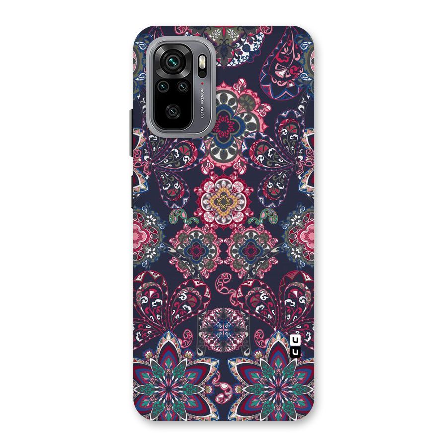 Navy Blue Bloom Pattern Back Case for Redmi Note 10