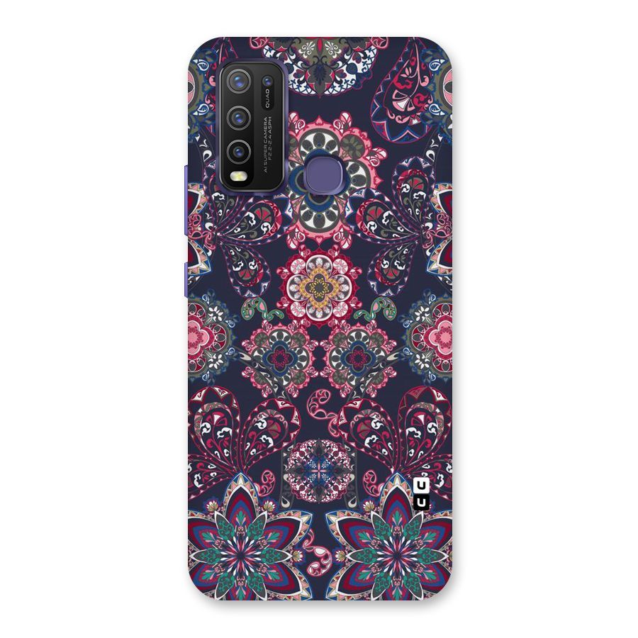 Navy Blue Bloom Pattern Back Case for Vivo Y50
