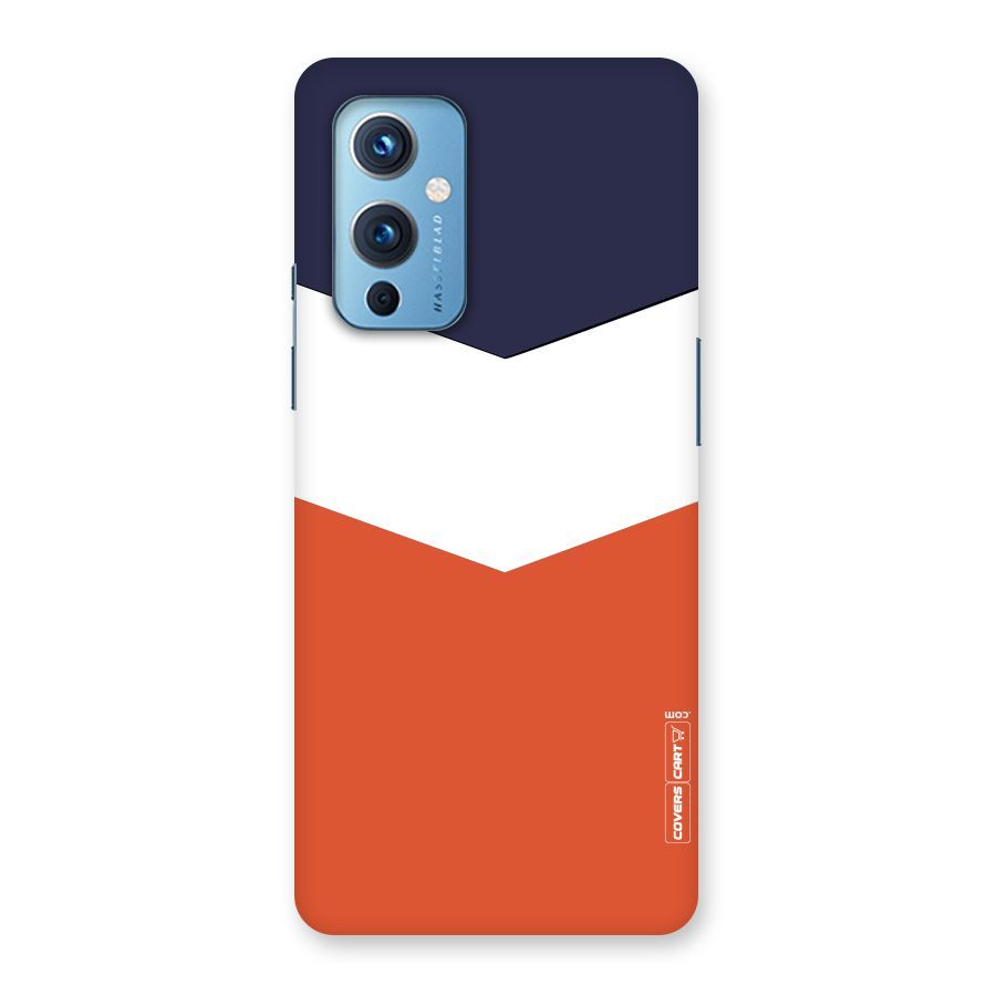 Navy Blue White Orange Arrow Back Case for OnePlus 9
