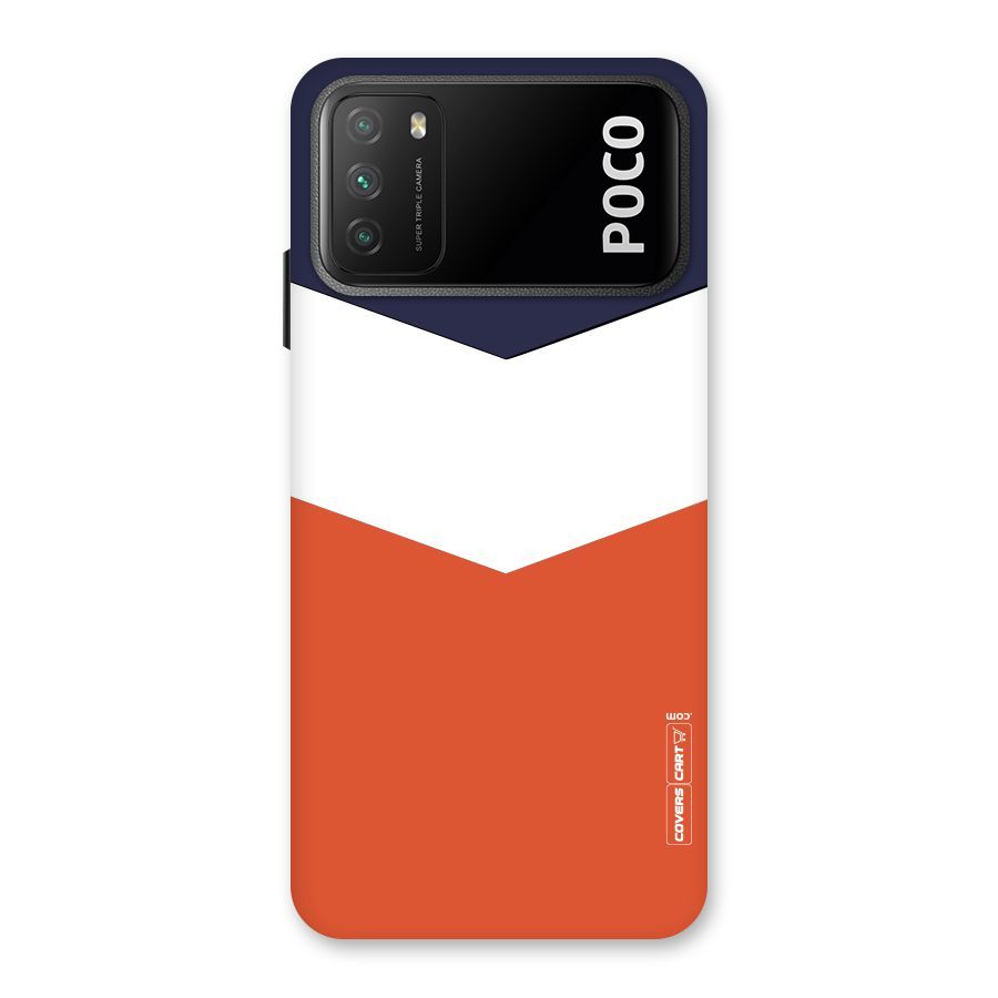 Navy Blue White Orange Arrow Back Case for Poco M3