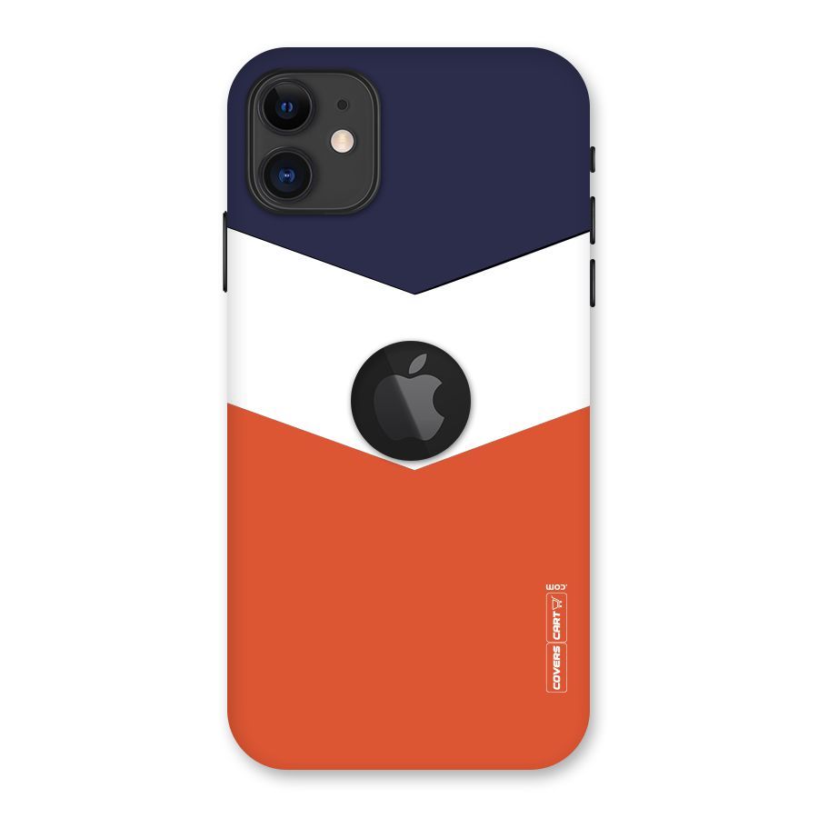 Navy Blue White Orange Arrow Back Case for iPhone 11 Logo Cut