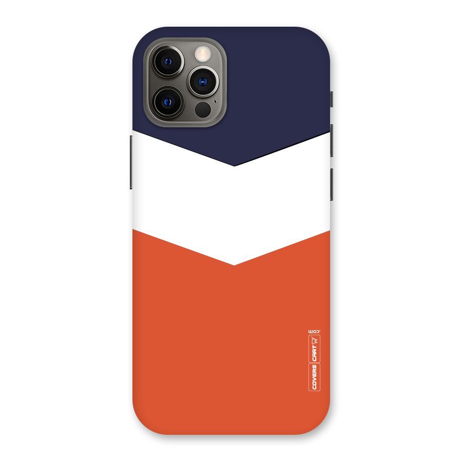 Navy Blue White Orange Arrow Back Case for iPhone 12 Pro