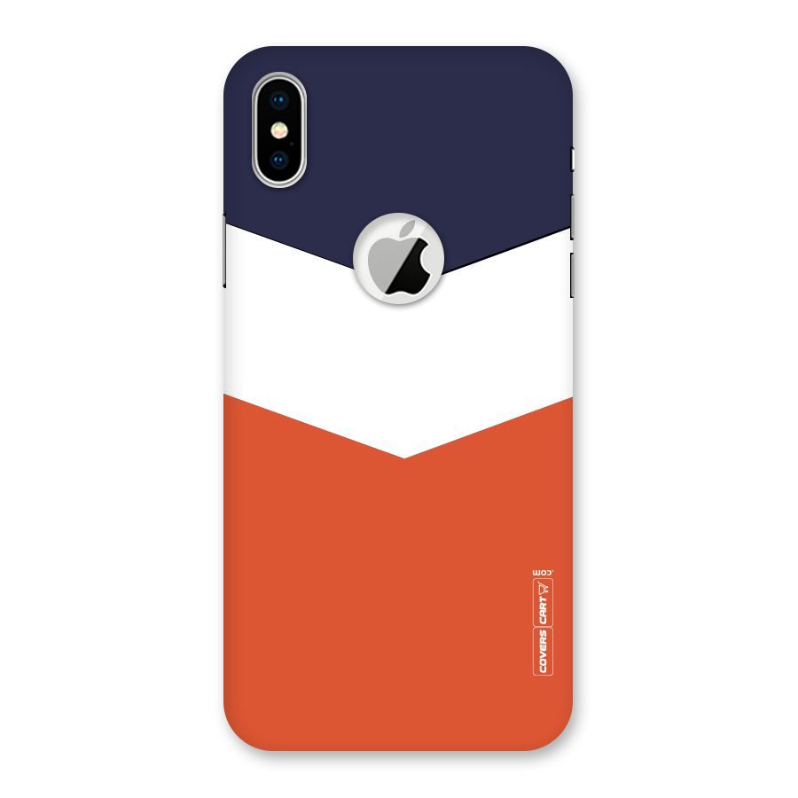Navy Blue White Orange Arrow Back Case for iPhone X Logo Cut