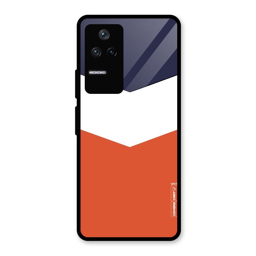 Navy Blue White Orange Arrow Glass Back Case for Poco F4 5G
