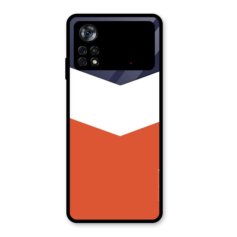 Navy Blue White Orange Arrow Glass Back Case for Poco X4 Pro 5G