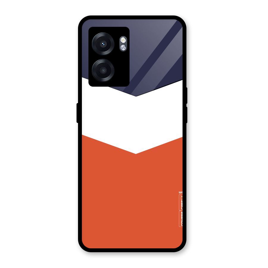 Navy Blue White Orange Arrow Glass Back Case for Realme Narzo 50 5G