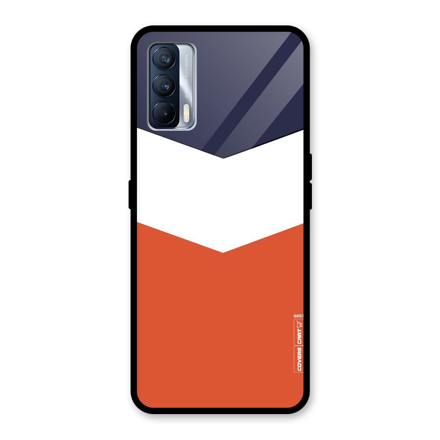 Navy Blue White Orange Arrow Glass Back Case for Realme X7