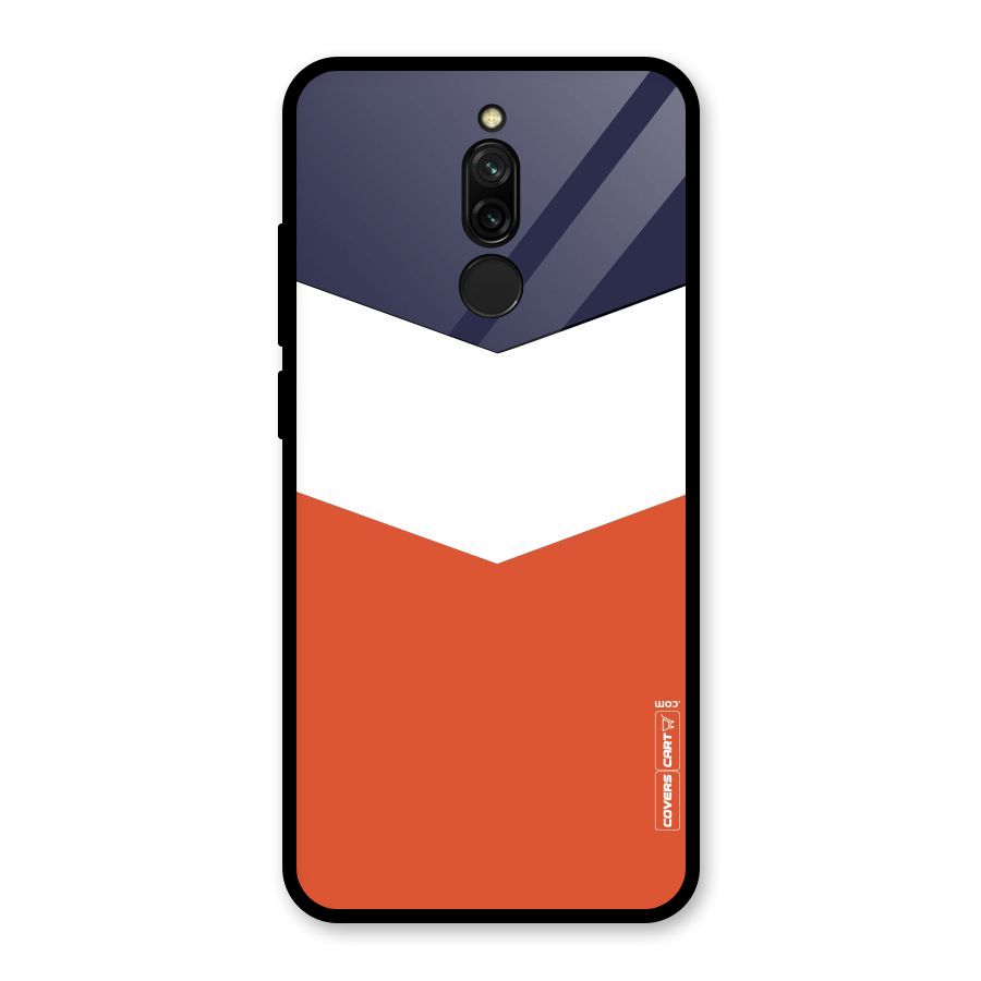 Navy Blue White Orange Arrow Glass Back Case for Redmi 8