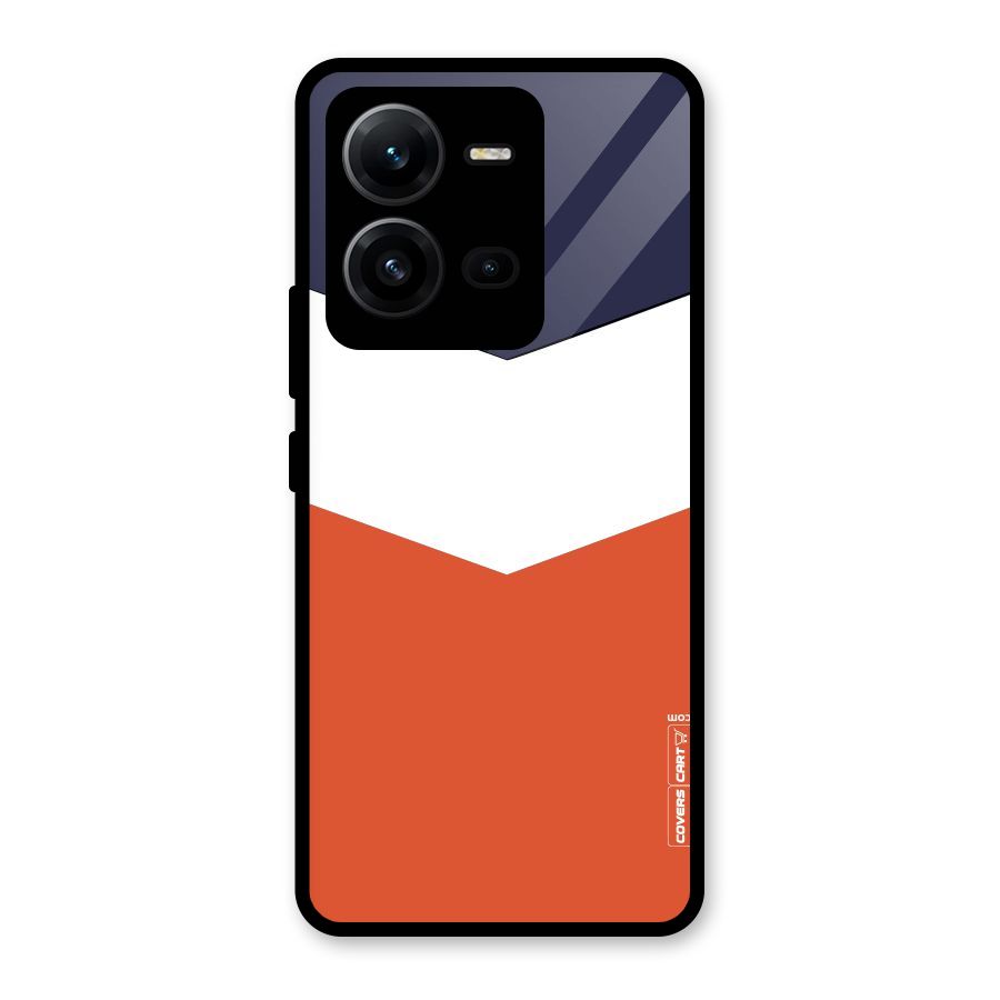 Navy Blue White Orange Arrow Glass Back Case for Vivo V25