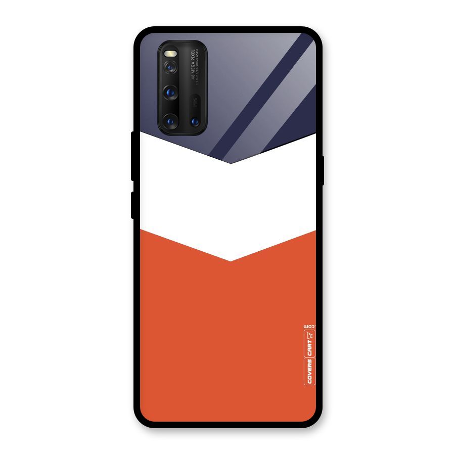 Navy Blue White Orange Arrow Glass Back Case for Vivo iQOO 3