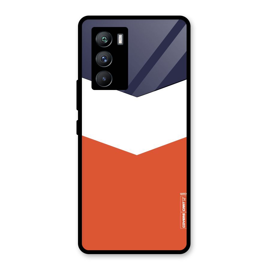 Navy Blue White Orange Arrow Glass Back Case for Vivo iQOO 9 SE