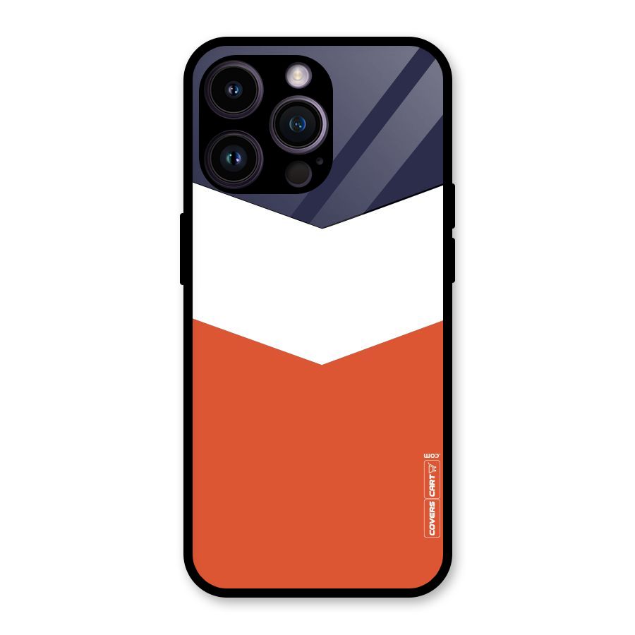 Navy Blue White Orange Arrow Glass Back Case for iPhone 14 Pro Max