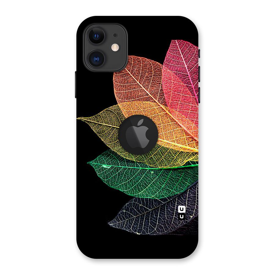 Net Leaf Color Design Back Case for iPhone 11 Logo Cut