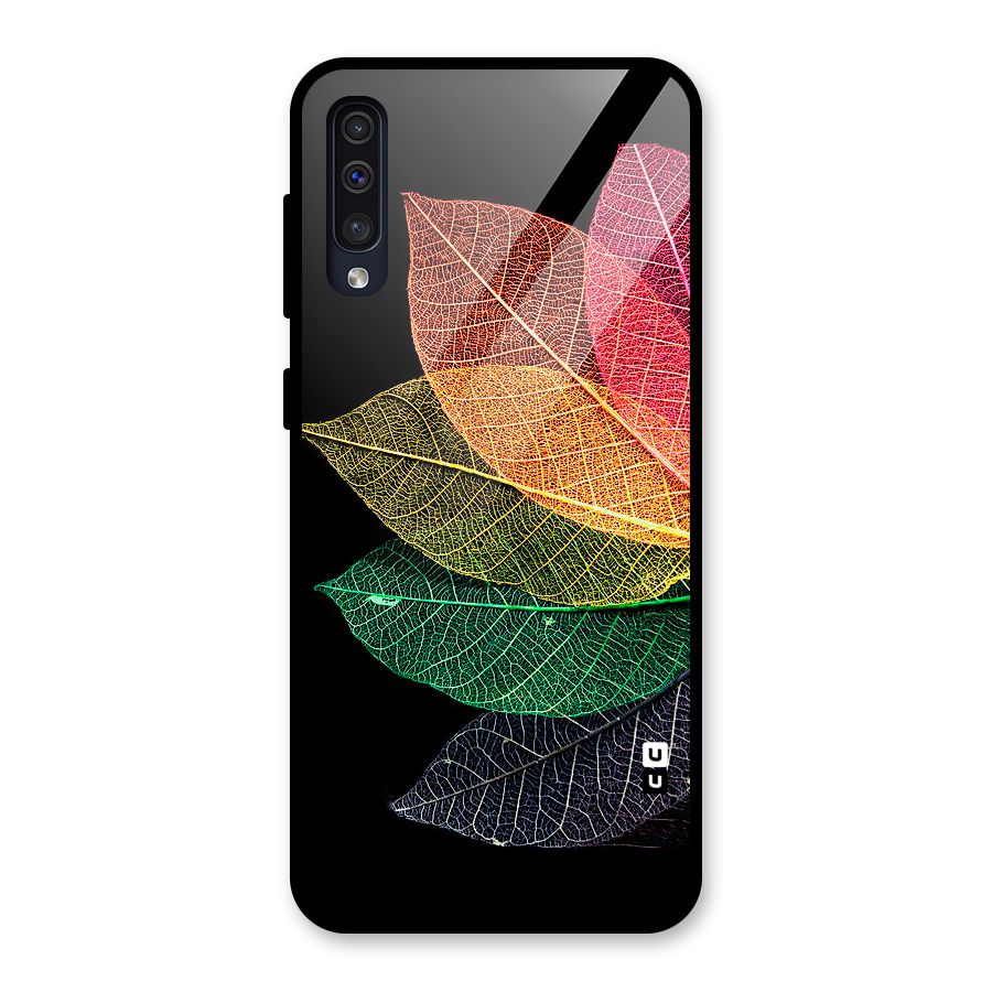 Net Leaf Color Design Glass Back Case for Galaxy A50s