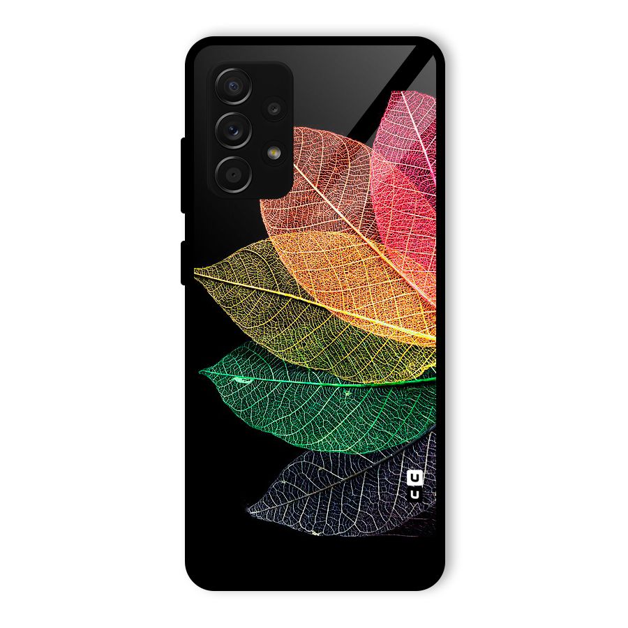 Net Leaf Color Design Glass Back Case for Galaxy A53 5G