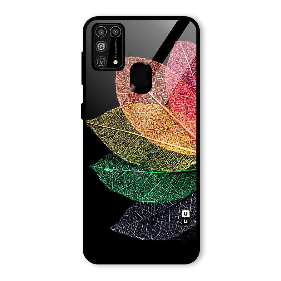 Net Leaf Color Design Glass Back Case for Galaxy M31