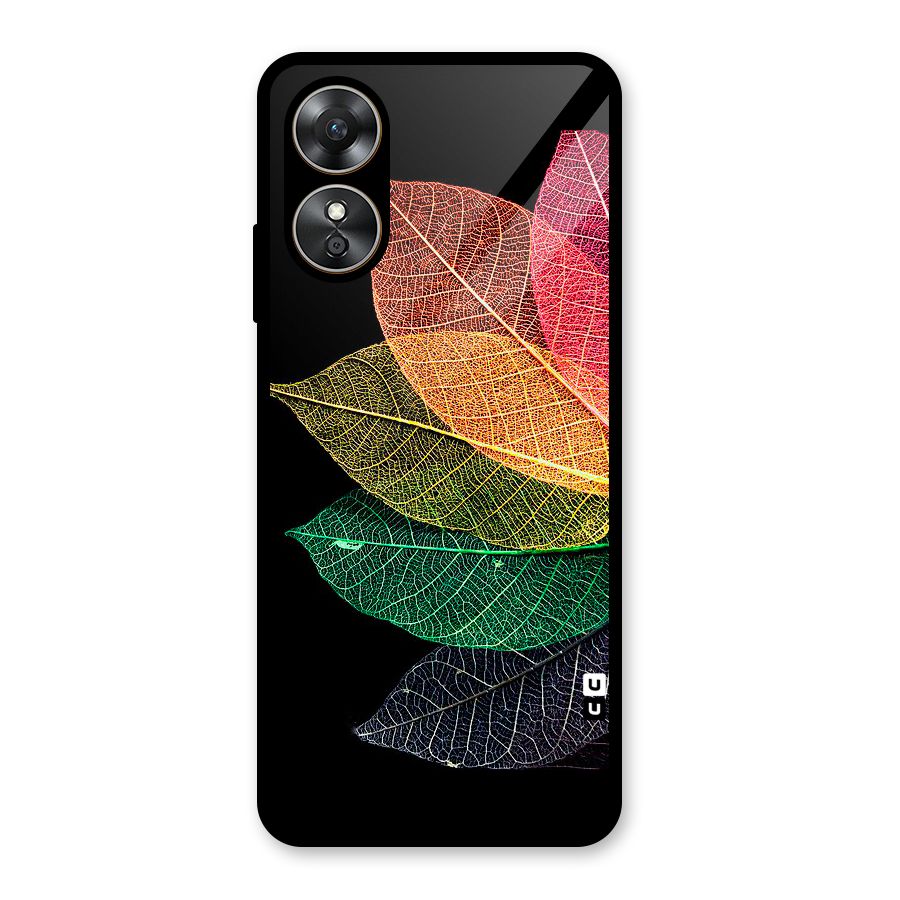 Net Leaf Color Design Glass Back Case for Oppo A17