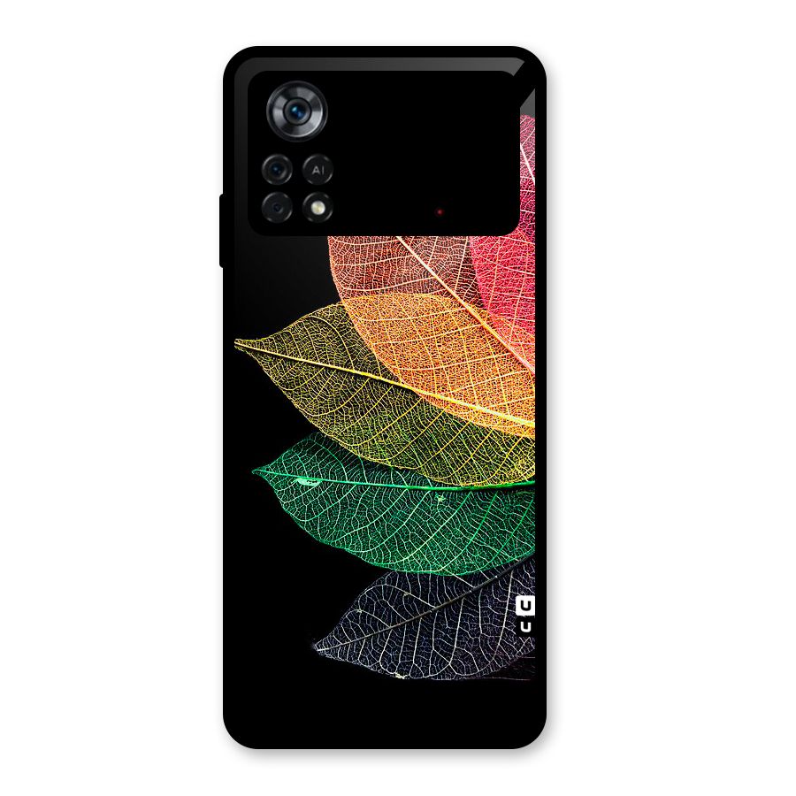 Net Leaf Color Design Glass Back Case for Poco X4 Pro 5G