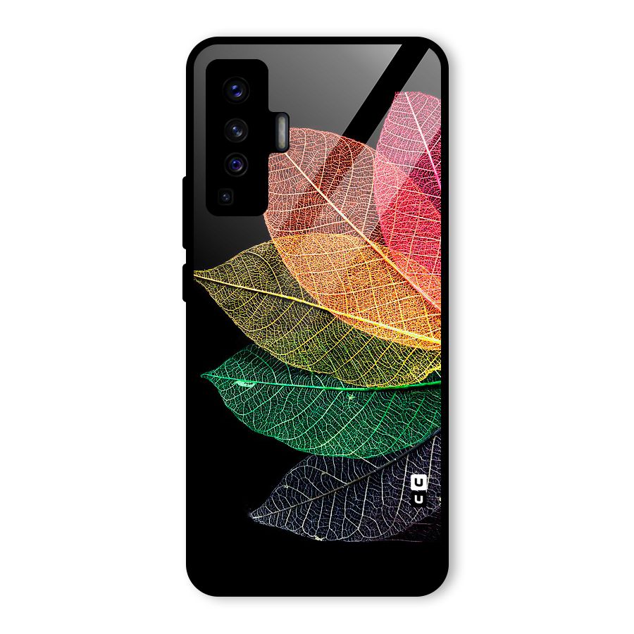 Net Leaf Color Design Glass Back Case for Vivo X50