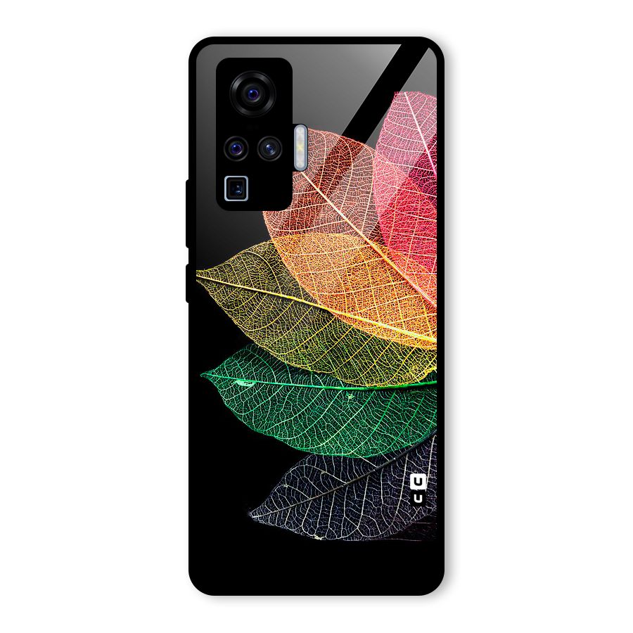 Net Leaf Color Design Glass Back Case for Vivo X50 Pro