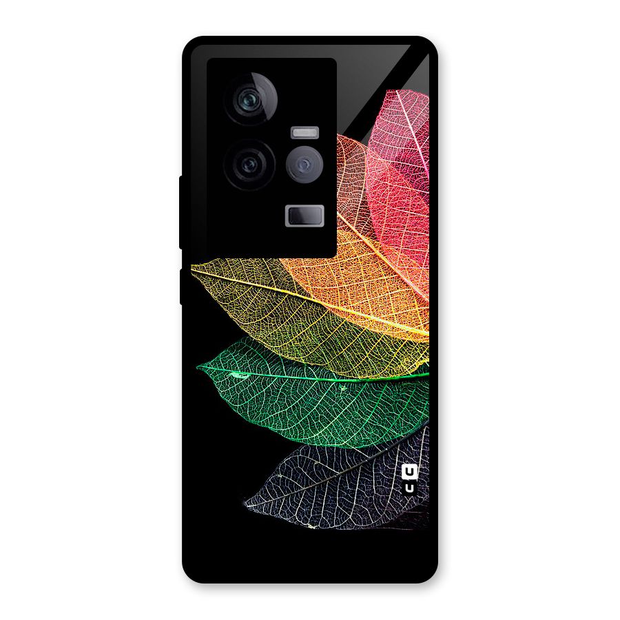 Net Leaf Color Design Glass Back Case for Vivo iQOO 11 5G