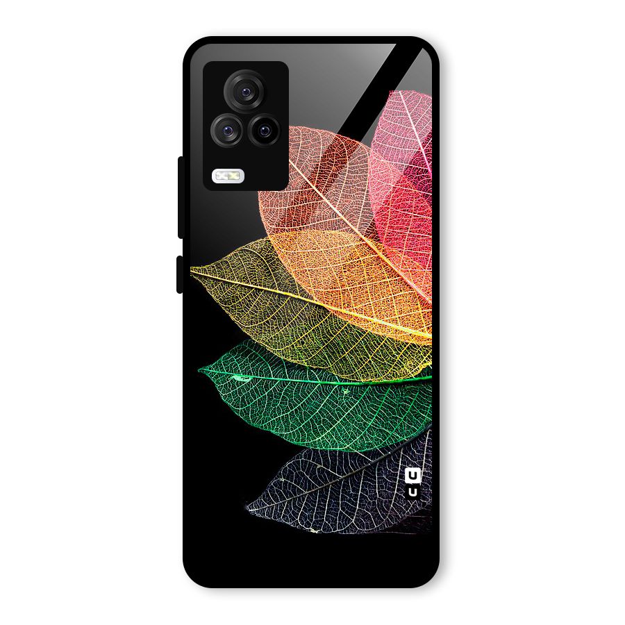 Net Leaf Color Design Glass Back Case for Vivo iQOO 7 Legend 5G