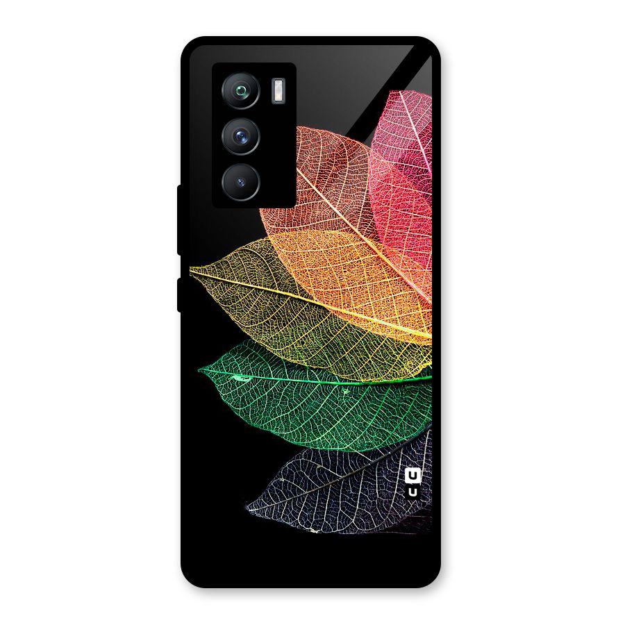 Net Leaf Color Design Glass Back Case for Vivo iQOO 9 SE