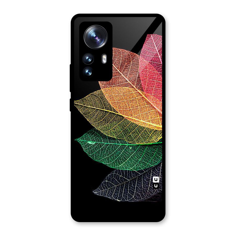 Net Leaf Color Design Glass Back Case for Xiaomi 12 Pro