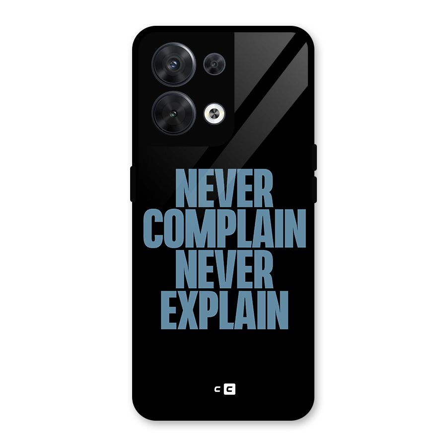 Never Complain Never Explain Glass Back Case for Oppo Reno8 5G