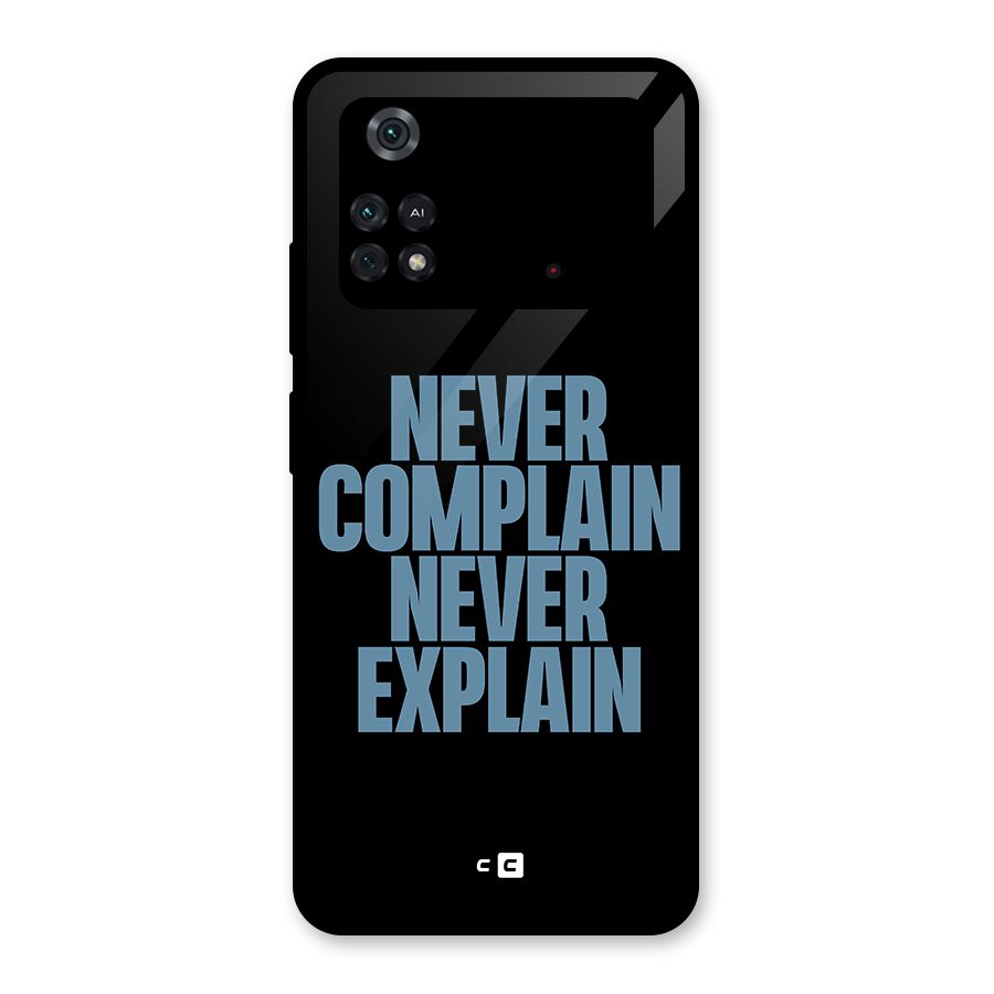 Never Complain Never Explain Glass Back Case for Poco M4 Pro 4G