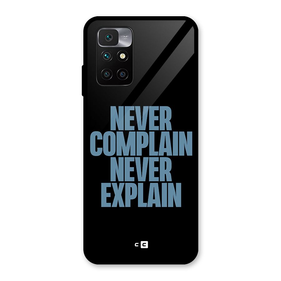 Never Complain Never Explain Glass Back Case for Redmi 10 Prime