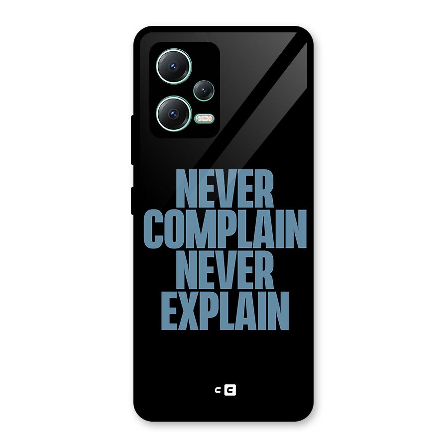 Never Complain Never Explain Glass Back Case for Redmi Note 12 5G