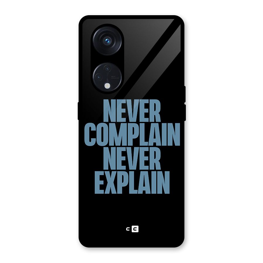 Never Complain Never Explain Glass Back Case for Reno8 T 5G