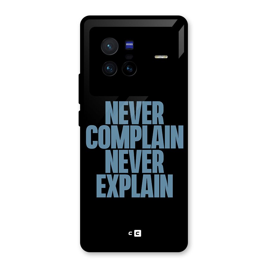 Never Complain Never Explain Glass Back Case for Vivo X80