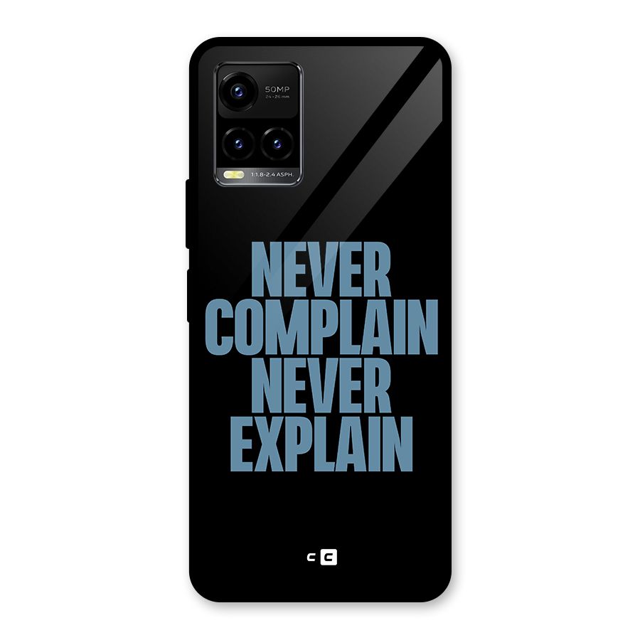 Never Complain Never Explain Glass Back Case for Vivo Y21T