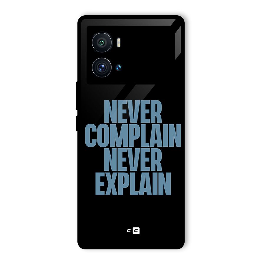 Never Complain Never Explain Glass Back Case for Vivo iQOO 9 Pro