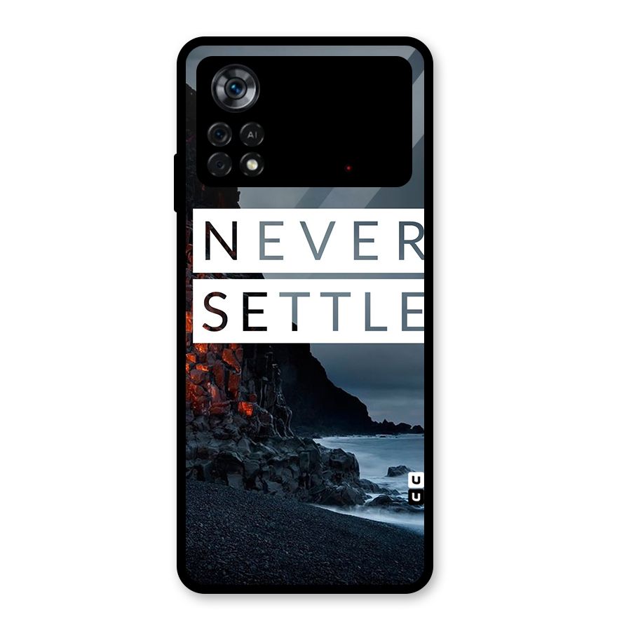 Never Settle Dark Beach Glass Back Case for Poco X4 Pro 5G
