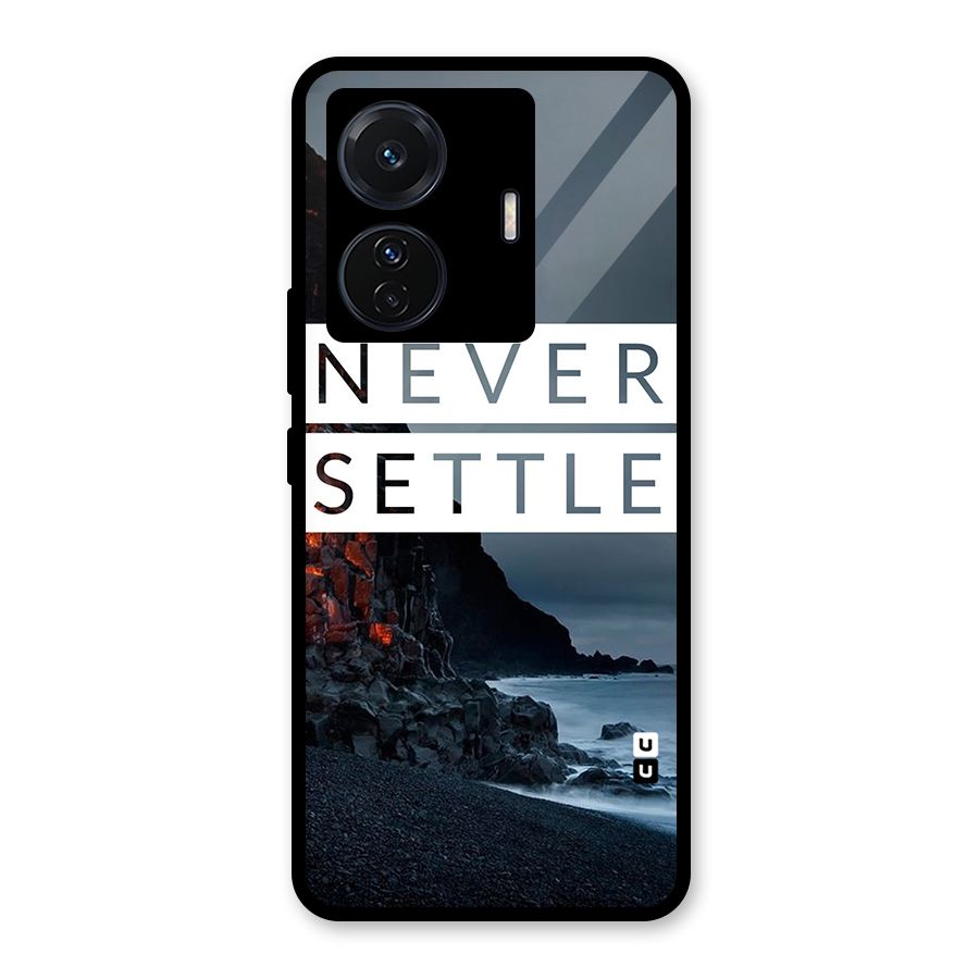 Never Settle Dark Beach Glass Back Case for Vivo T1 Pro