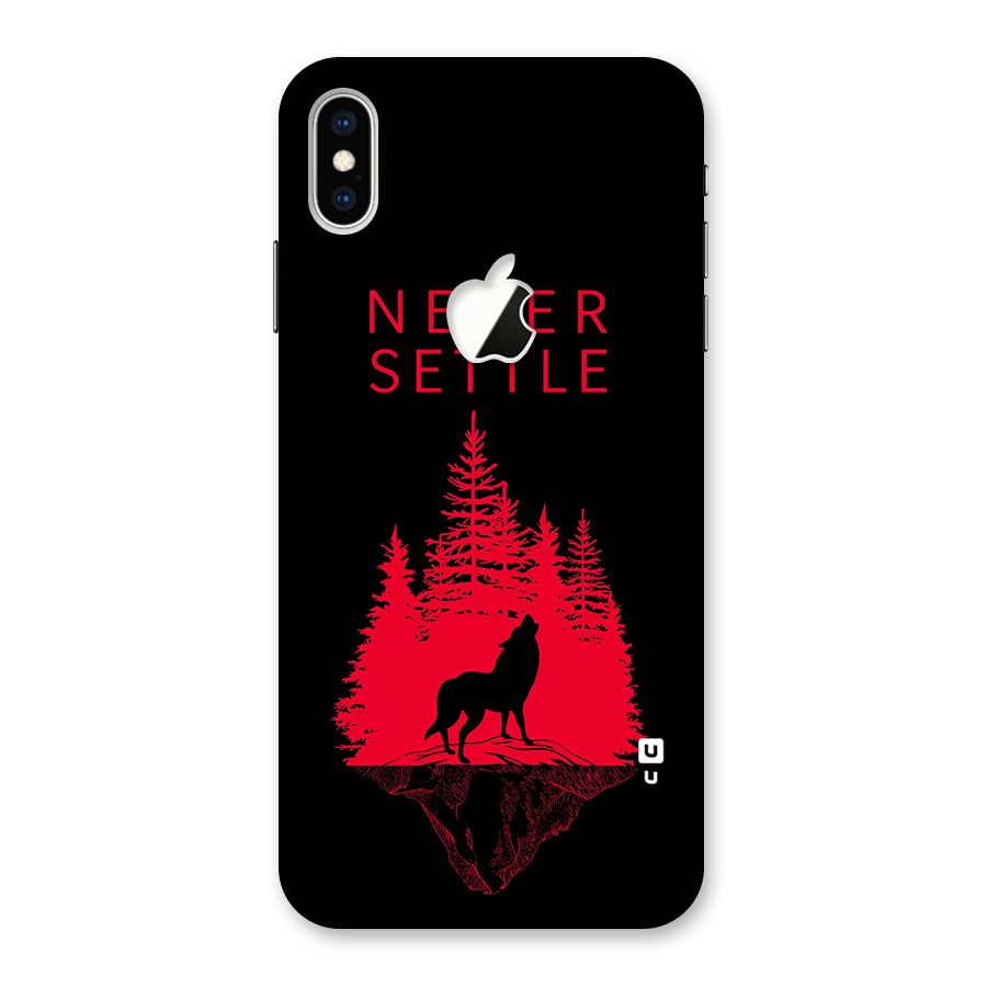 Never Settle Wolf Back Case for iPhone XS Max Apple Cut