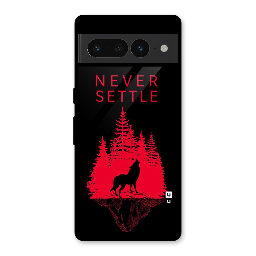Never Settle Wolf Glass Back Case for Google Pixel 7 Pro