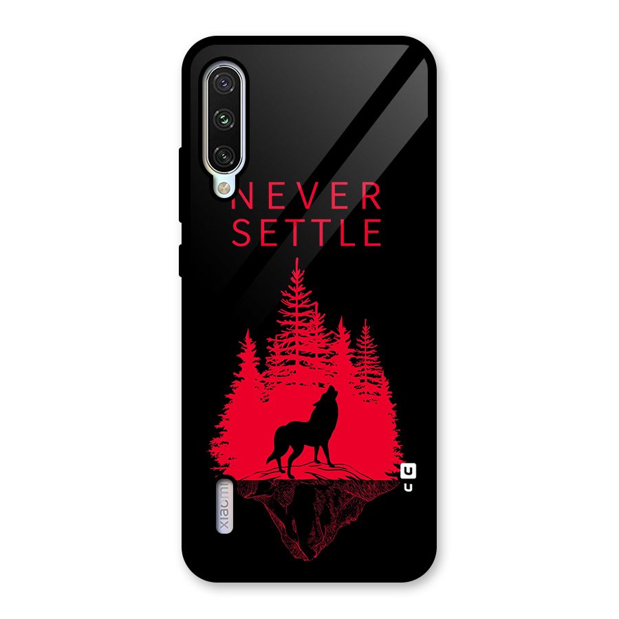 Never Settle Wolf Glass Back Case for Mi A3