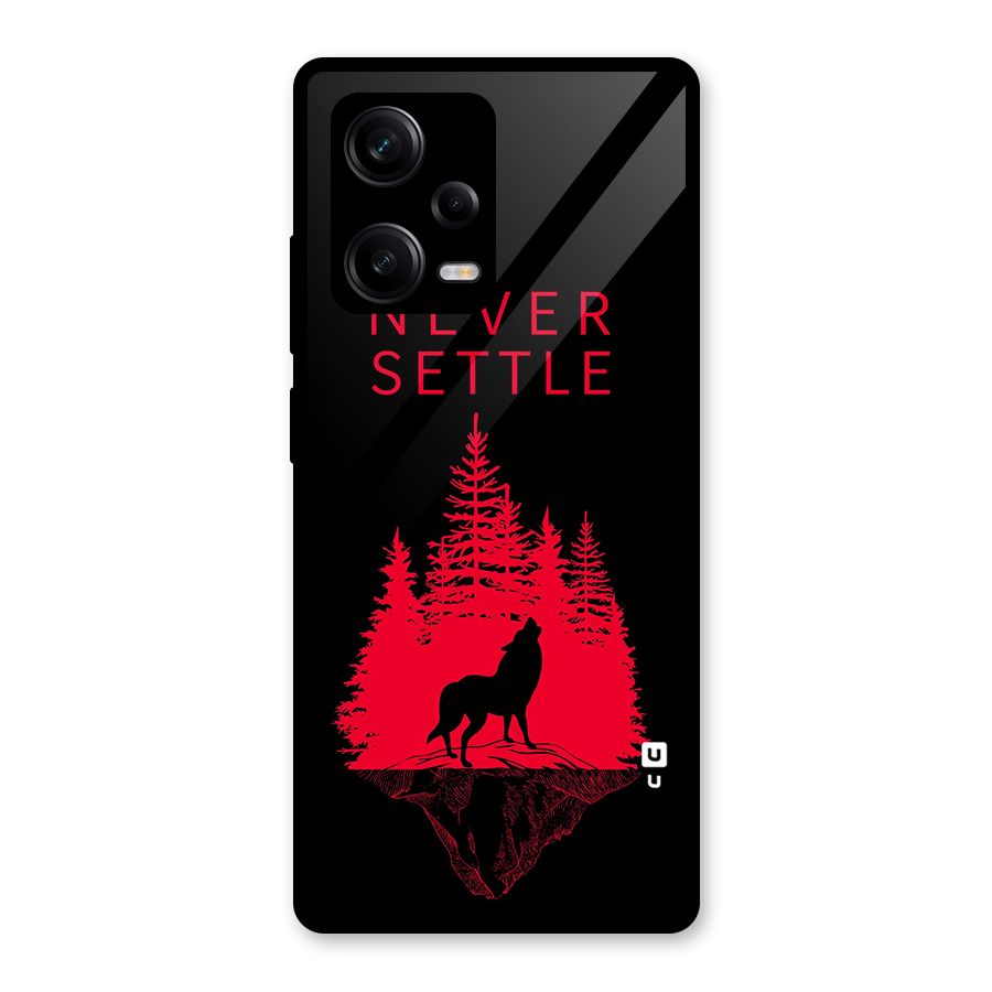 Never Settle Wolf Glass Back Case for Redmi Note 12 Pro