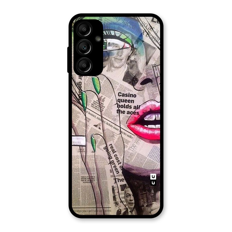 Newspaper Girl Art Glass Back Case for Galaxy A14 5G